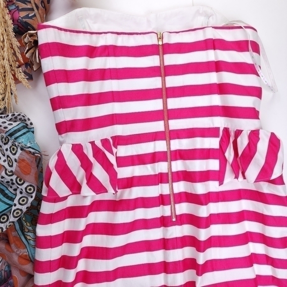 Lilly Pulitzer Red White Stripe Cotton Barbiecore Dress Sz 8 - Picture 12 of 15